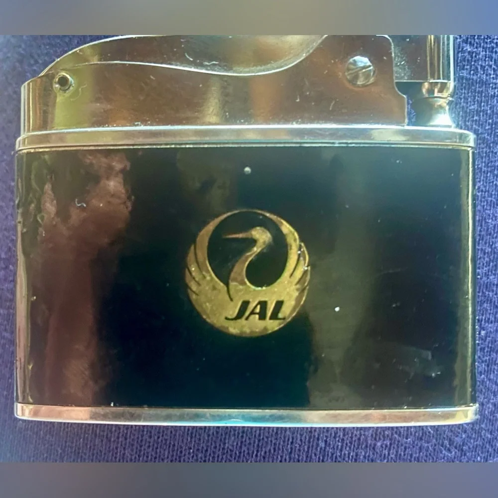 Vintage JAL Chrome and Black Lighter